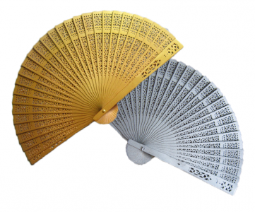 WFAN1008 Painted Sandalwood Fans (Gold/Silver) - As Low As RM4.50 / Pc