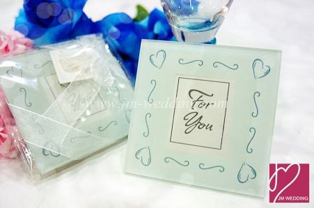 WCOA2031 Pure White Love  Frosted Coasters （2Pcs）