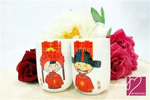 WC1001 Red Traditional Wedding Cup /pair (No Handle) 套杯婚庆回礼 