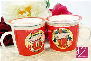 WC1002 Red Traditional Wedding Cup /pair (Cup cover included) 套杯婚庆回礼