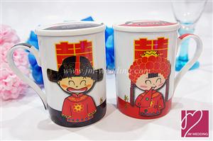 WC1003 Red Traditional Wedding Cup /pair (Cup cover included) 套杯婚庆回礼