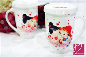 WC1010 DaYu Sweet Couple Cups DY8006 (Cup Cover Included) / Pair 套杯婚庆回礼