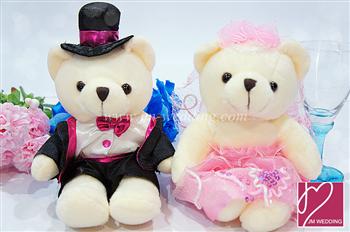 WDOL1001 Pink Western Wedding Bear /pair 情侣娃娃