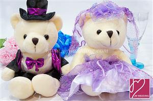 WDOL1002 Purple Western Wedding Bear /pair  情侣娃娃