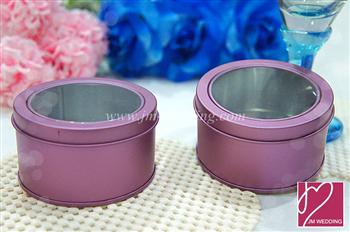 WSB2006-2 Purple Round Tin Containers With Clear Lids 