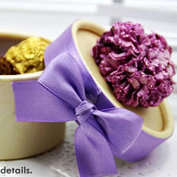 PHBR3008 Purple Flower Round Candy Box with ribbon - As Low As RM2.20 /Pc