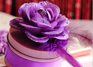 PSBR3003-1 Purple Rose Leather Tin Box with ribbon - As Low As RM3.00 / Pc