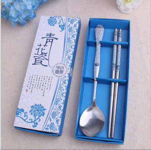 WFS2019 Blue Chinese Spoon And Chopstick Favor 