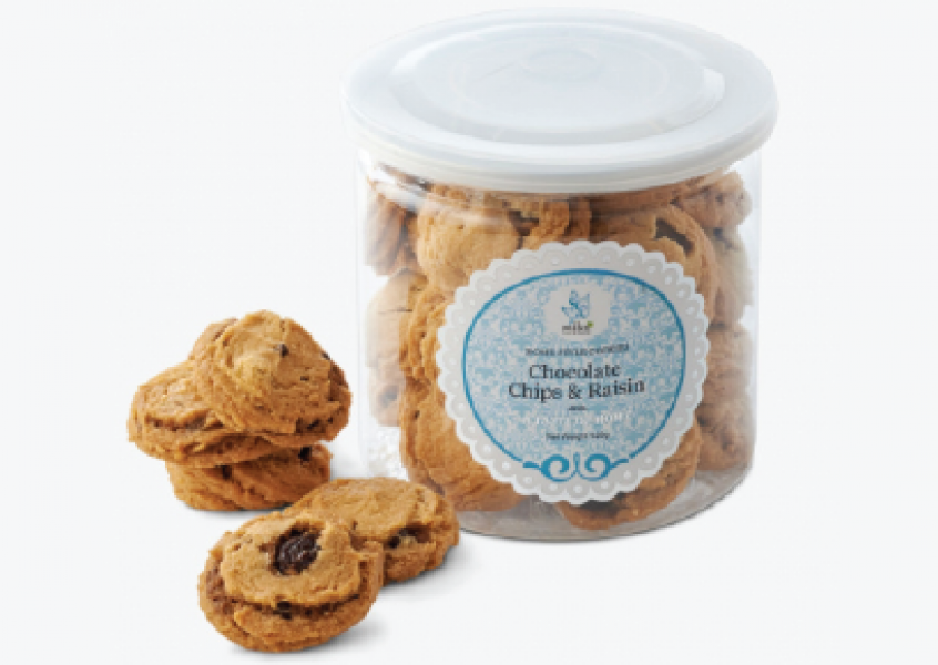 Mika Cookies Can - Chocolate Chips& Raisin  / Oatmeal & Chocolate Chips  Net 120g (Min 50 cans) 