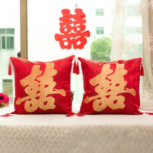 WPL1003 Double Happiness Wedding Square Pillow / pair 