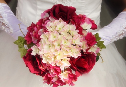 WHB1003 Red Rose Hydrangea Hand Bouquet 