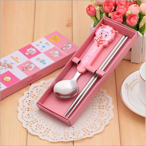 BFS2004 Pink Cartoon Spoon & Chopstick Baby Favor