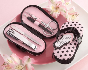 WMSO2009 Pink Polka Flip Flop Five Piece Pedicure Set with Matching Tag  - As Low As RM4.80 / Pc