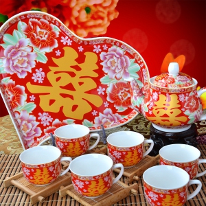 WTS1042 "Peony Xi" Premium Heart Shape Teaset 心形富贵茶具套装 