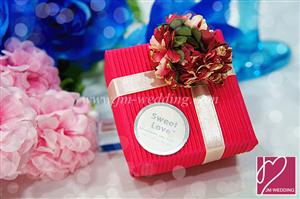 PLBS3005-7 Hydrangea Magenta Square Paper Box With Ribbon - As Low As RM3.00