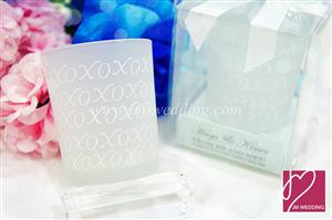 WCHH2002 "Hugs & Kisses From Mr. & Mrs." Frosted-Glass Tealight Holder  - As Low As RM5.10 / Pc 