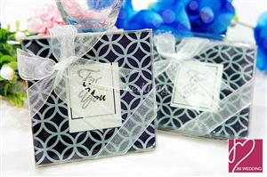 WCOA2033 Elegant Black Classic Glass Coasters （2Pcs）