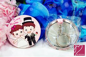 WHR2007 Sweet Couple Round Mirror Keychain  - As Low As RM2.10/Set